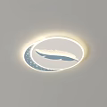 Modern White Ceiling Light with Blue Leaf Design and Dotted Pattern for Living Room Decoration