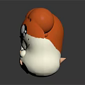 Orange And White Cartoon Hamster With Big Eyes Holding White Object On Black Surface