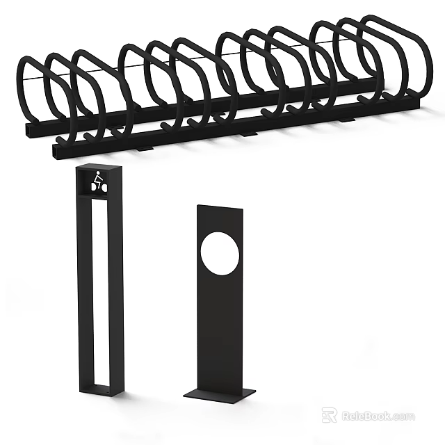 Public Metal Bicycle Rack With Black Structure And Secure Parking Design 3d model 
