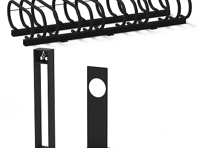 Public Metal Bicycle Rack With Black Structure And Secure Parking Design 3d model