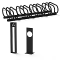 Public Metal Bicycle Rack With Black Structure And Secure Parking Design 3d model