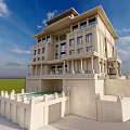 Stunning Detached Villa In Classical Style With Marble Exterior Columns And Green Lawn