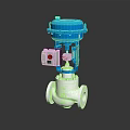 Industrial Control Valve With Blue Top Silver Body And Flanged Base