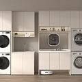 Modern Balcony Cabinet Design With Washing Machine Dryer Sink And Storage Space