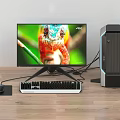 4K Monitor With Colorful Chameleon Display And Modern Gaming PC Desktop Setup