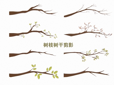 2D Branch Trunk Flower Branch Silhouette model