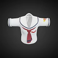 Other Stylish Sailor Style White Shirt With Blue Collar Red Necktie And Badge