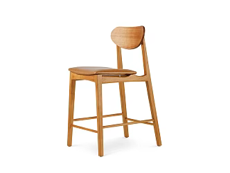 Bar Table and Chair High Bar Stool Convenience Store Bookstore Simple Music Backrest Nordic Solid Wood Bar Chair 3d model