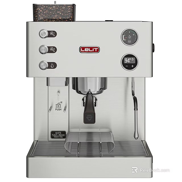 Durable Stainless Steel Coffee Machine As Modern Kitchen Appliance With Control Panel 3d model 