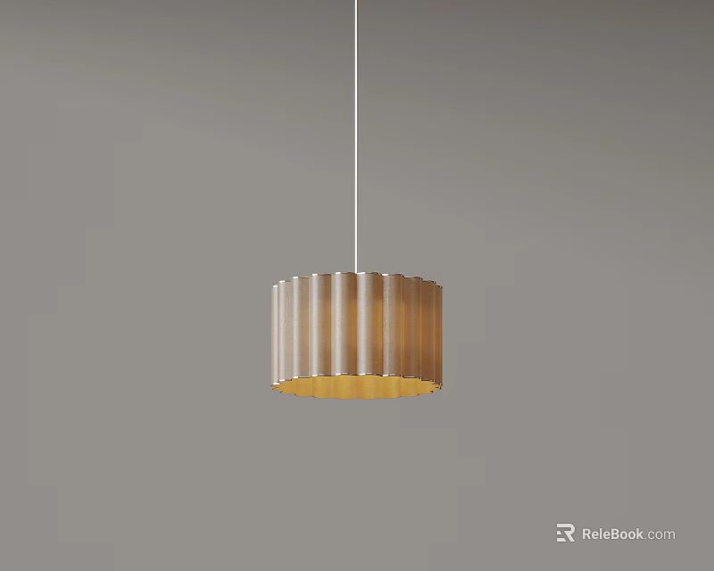 Modern Metallic Striped Pendant Light With Circular Design For Interior Decor 3d model
