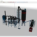 Large Industrial Equipment Setup Featuring Storage Tank Conveyor System Mixing Unit And Truck