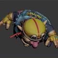 Wario Game Character With Yellow Helmet Goggles Exaggerated Grin Blue Vest And Pink Pants
