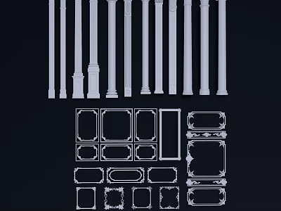 Classical Roman Columns With Various Ornamental Frames For Architectural Design 3d model