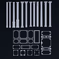 Classical Roman Columns With Various Ornamental Frames For Architectural Design