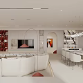 Modern Living Dining Room Interior Design With White Sofa Dining Table And Pendant Lights