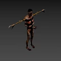 Gory Zombie Bound to Torture Device With Menacing Expression and Blood