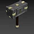 Game Movie Character Fantasy War Hammer With Metal Frame Leather Straps And Wooden Handle Design