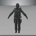 Human Military Tactical Character in Full Gear with Helmet and Goggles 3d model