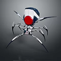 Mechanical Spider Creature with Silver Legs and Red Core Sci Fi Design 3d model