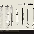 Modern Black Shower Systems with Rainfall Handheld and Wall Mounted Designs 3d model