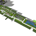 Garden Landscape Design With Green Paths Water Features And Modern Layout 3d model