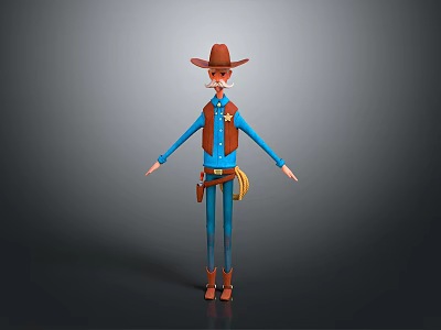 Trendy Cowboy Hat And Blue Denim Clothing For Casual Daily Wear 3d model