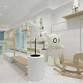 Bright Modern Clothing Store Interior With Wooden Rocking Horse White Doll And Blue Cabinets