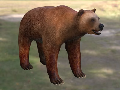 Brown Reptile Lizard Standing On Green Grass With Natural Environment Features 3d model