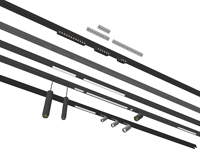 Modern Downlights And Spotlights With Various Lengths And Metal Brackets 3d model