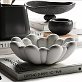Home Decorative Ornament Set With Twigs Black Vase Glassware Books And Petal Shaped Decor