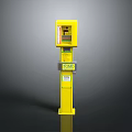Yellow Parking Meter With Display Screen And PARK Sign On Yellow Pole