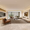 Modern Living Dining Room Interior With Spacious Sofa Area Rug Bookshelf And Large Windows