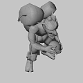 Game Movie Character Green Skin Orc Carrying Barrels On Back With Tattered Clothing