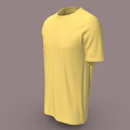 Yellow Round Neck Short Sleeve T-Shirt Basic Casual Style Clothing
