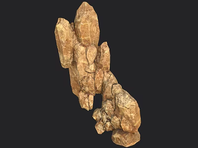 Natural Rock Formation With Irregular Brown Textured Surfaces And Detailed Structure 3d model