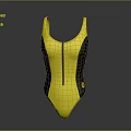 Stylish Yellow And Black One Piece Swimsuit With Front Zip Closure Design