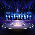 Modern Stage Design Featuring Lighting Effects Large Screen and Audience Seats