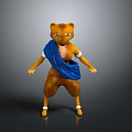 3D Yellow Animal Character With Blue Cape White Wristbands And Anklets Standing Pose