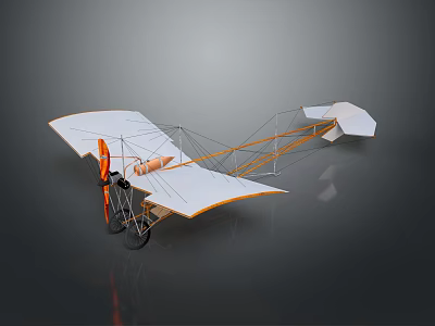 Vintage Biplane Aircraft Model Featuring Wooden Frame And Propeller For Aerospace Study 3d model