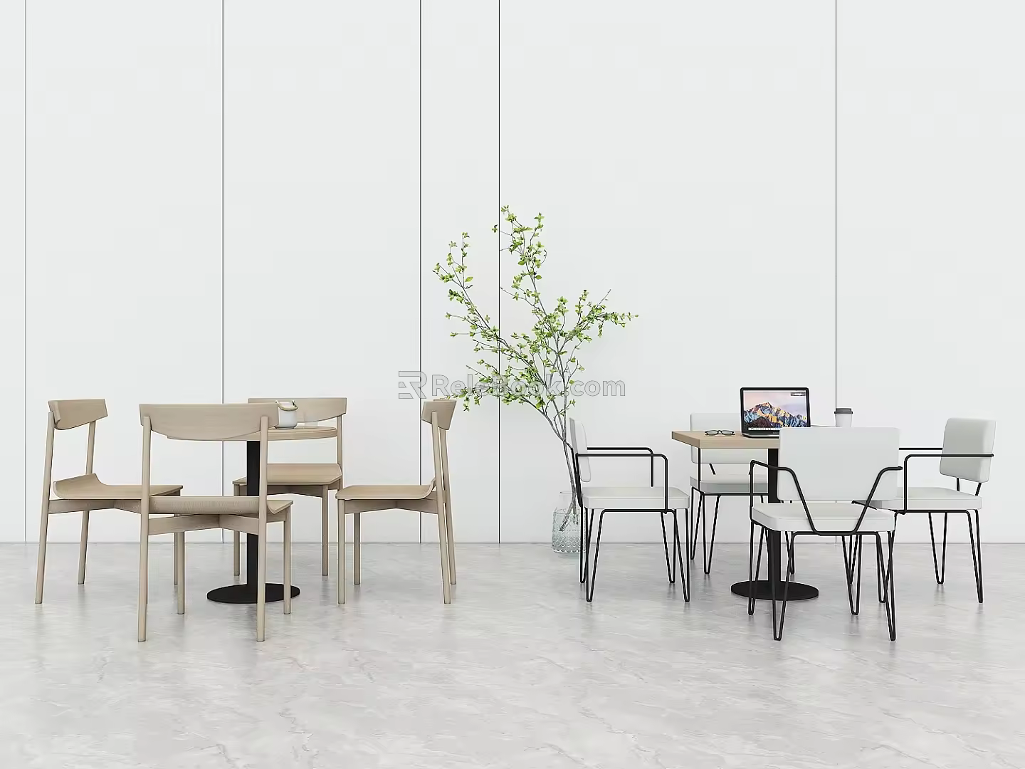 Modern Table and Chair Combination Leisure Table and Chair Wooden Round Table and Chair Coffee Shop Table and Chair Negotiation Table and Chair 3d model