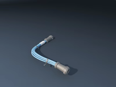 Durable Blue Data Charging Cable with Gray Connectors for Mobile Devices 3d model
