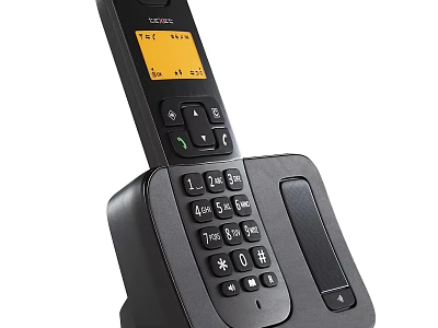 Modern Black Desktop Phone With Numeric Keypad LCD Display And Base For Computer Office Use 3d model