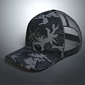 Stylish Trucker Hat With Mesh Back And Dark Abstract Pattern For Casual Daily Wear
