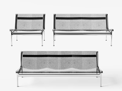 Modern Public Chairs Featuring Metal Frame And Mesh Seat Back Design 3d model