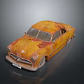Vintage Rusty Classic Car With Yellow Rusted Body And Retro Design