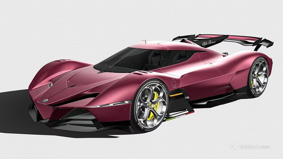 Red Supercar Sleek Aerodynamic Design With Large Rear Wing And Yellow Alloy Wheels Modern Aesthetics 3d model 