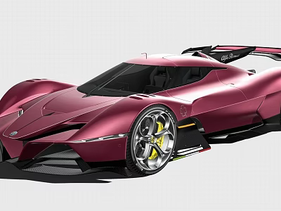 Red Supercar Sleek Aerodynamic Design With Large Rear Wing And Yellow Alloy Wheels Modern Aesthetics 3d model