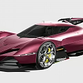 Red Supercar Sleek Aerodynamic Design With Large Rear Wing And Yellow Alloy Wheels Modern Aesthetics