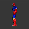Superhero Style Muscular Robot Character With Red And Blue Armor Design