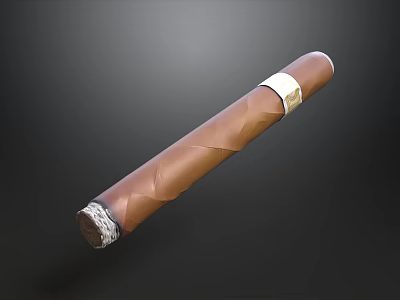 Premium Handcrafted Brown Cigar With Silver Band And Elegant Design 3d model